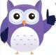 Purple Owl with thumbs-up Grade 1 Team